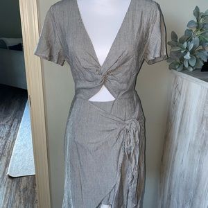 Storia faux wrap dress with peekaboo detail
